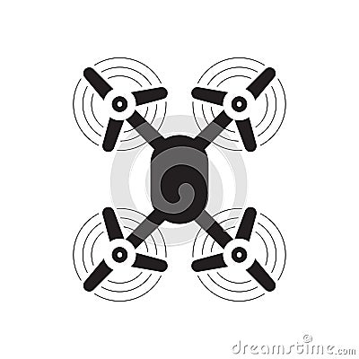 Drone icon. Quadcopter top view silhouette. Vector illustration Vector Illustration